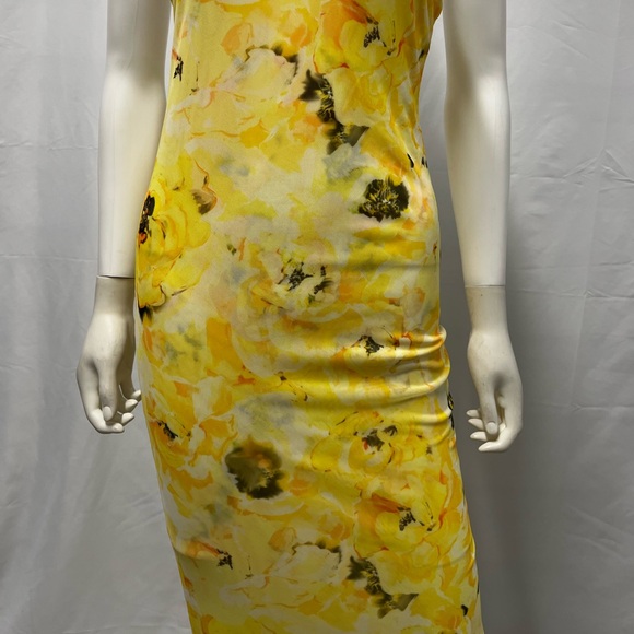 ZARA Yellow Bodycon Twist Racerback Long Yellow Stretch Dress Women’s Small - Picture 3 of 9